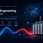 Electrical engineering curriculum with digital circuit and power system graphics.