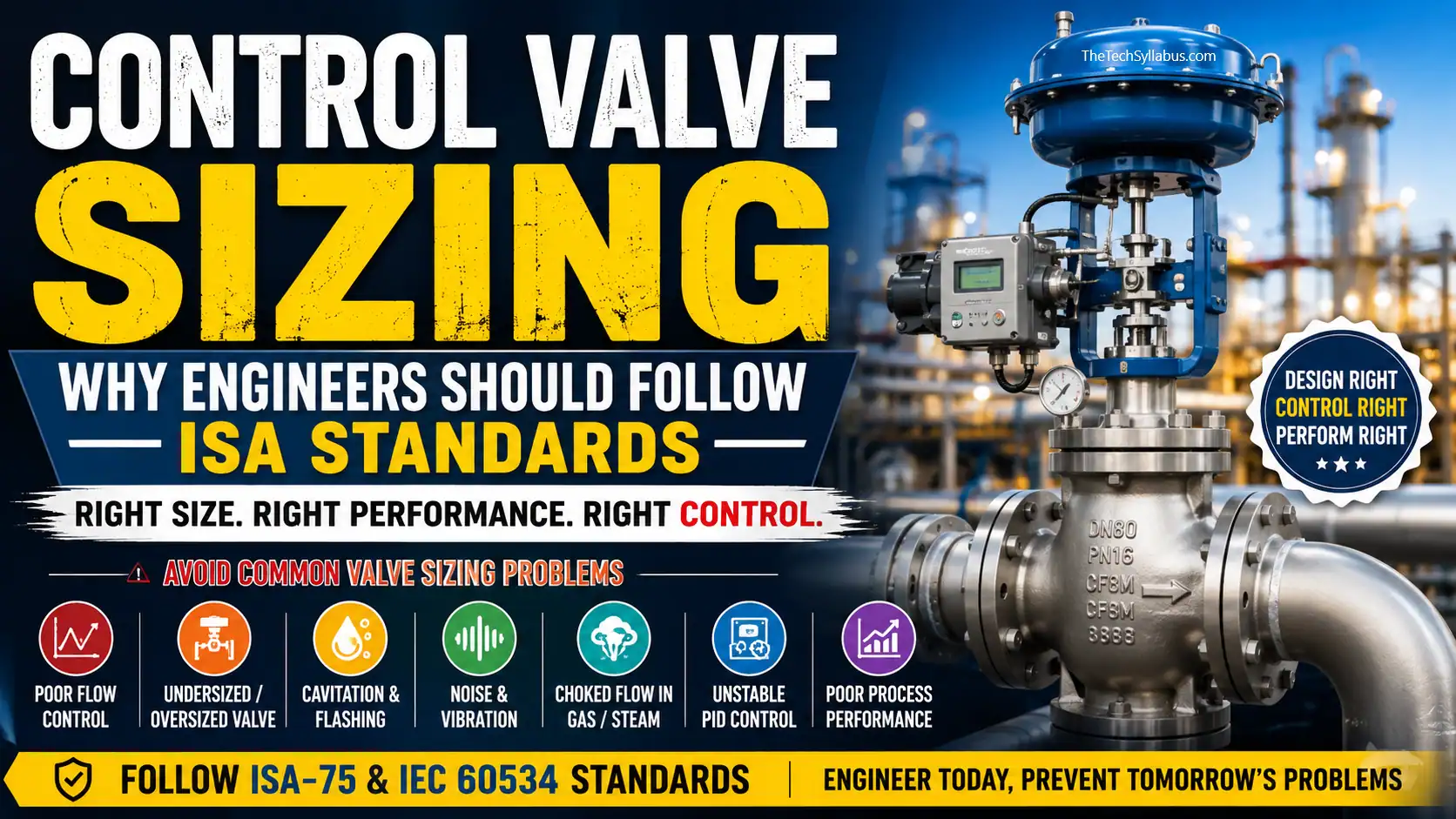 Control valve sizing according to ISA standards