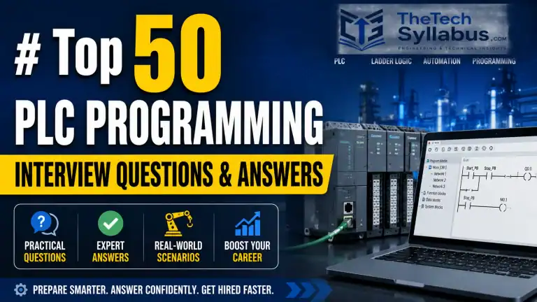 Cover image for Top 50 PLC Programming Interview Questions & Answers article.